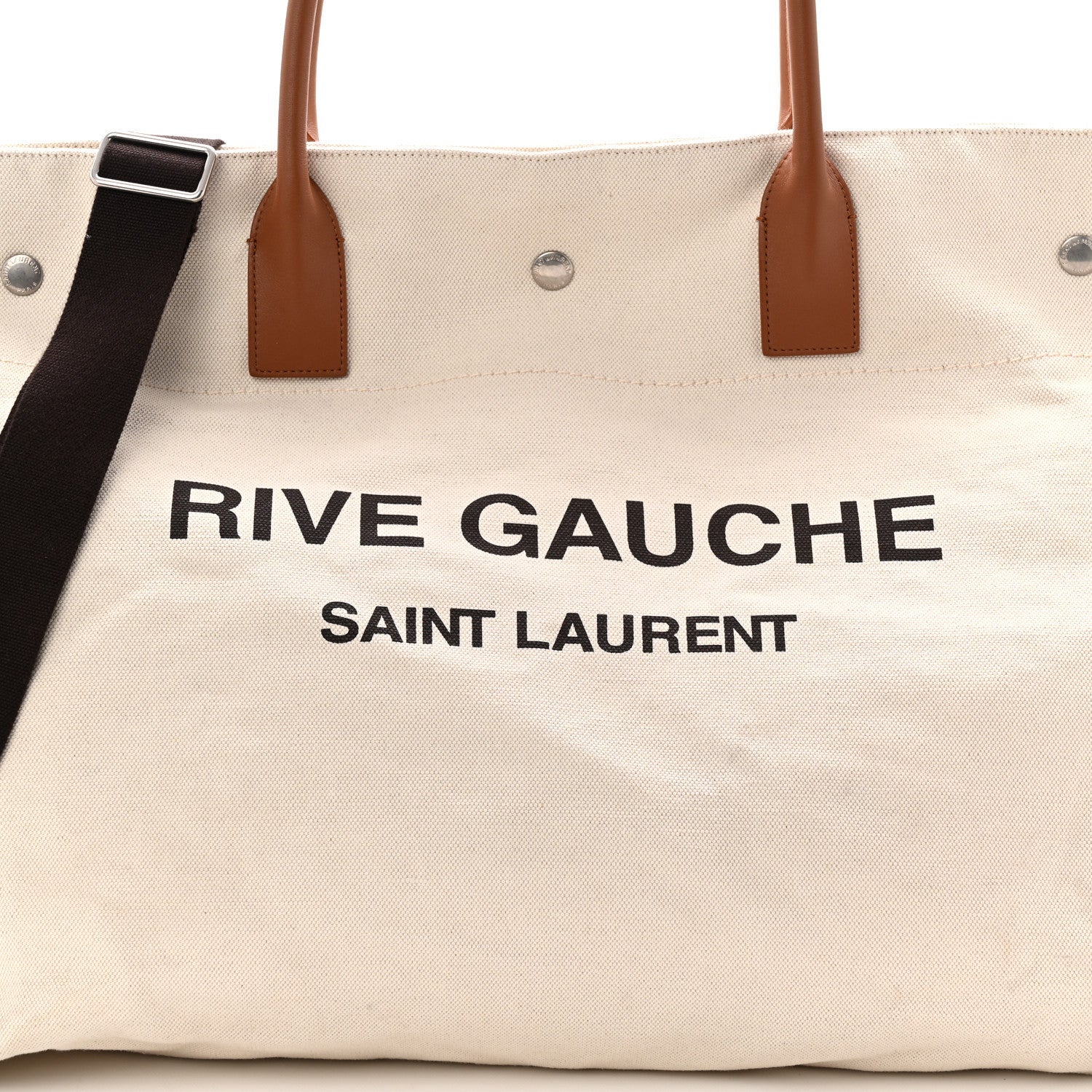 Linen Calfskin Rive Gauche Maxi Tote Grege et Noir