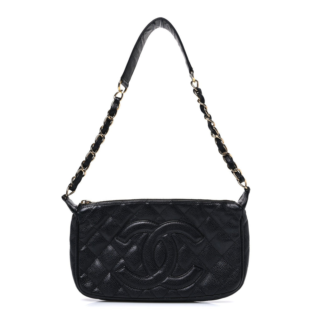 Caviar Quilted Timeless CC Shoulder Bag Black