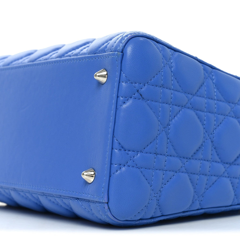 Lambskin Cannage Medium Lady Dior Blue Persan