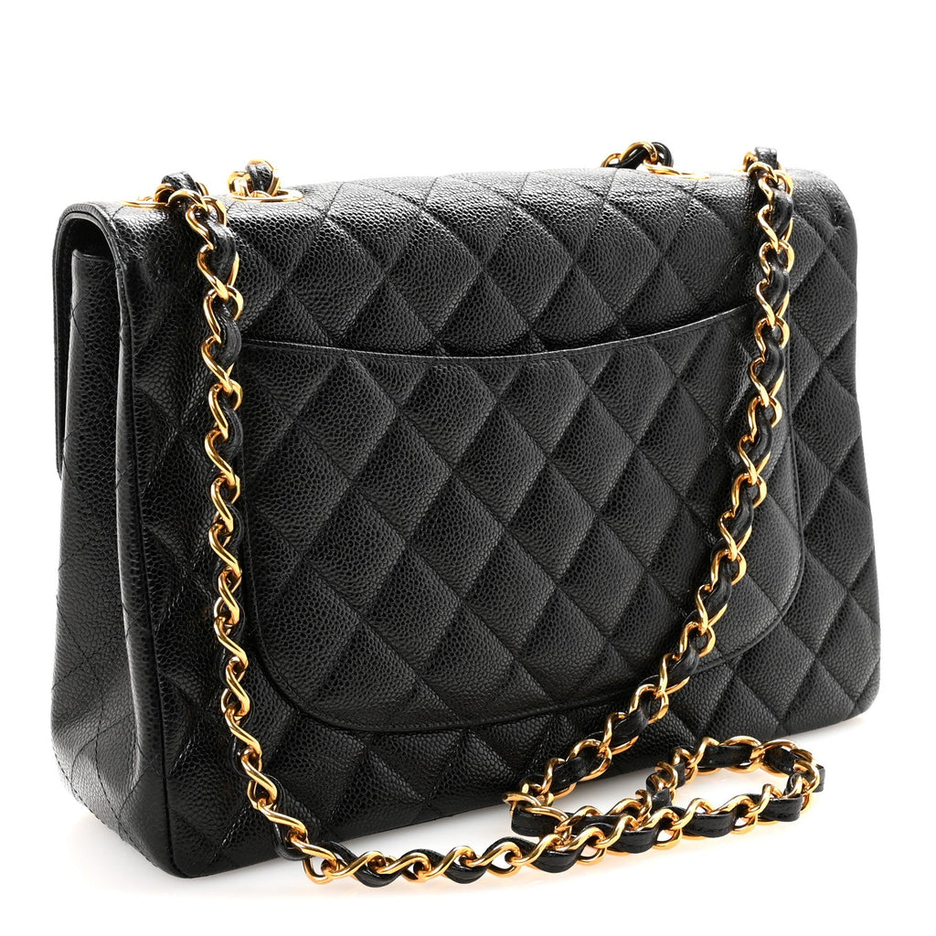 Caviar Jumbo Single Flap Black