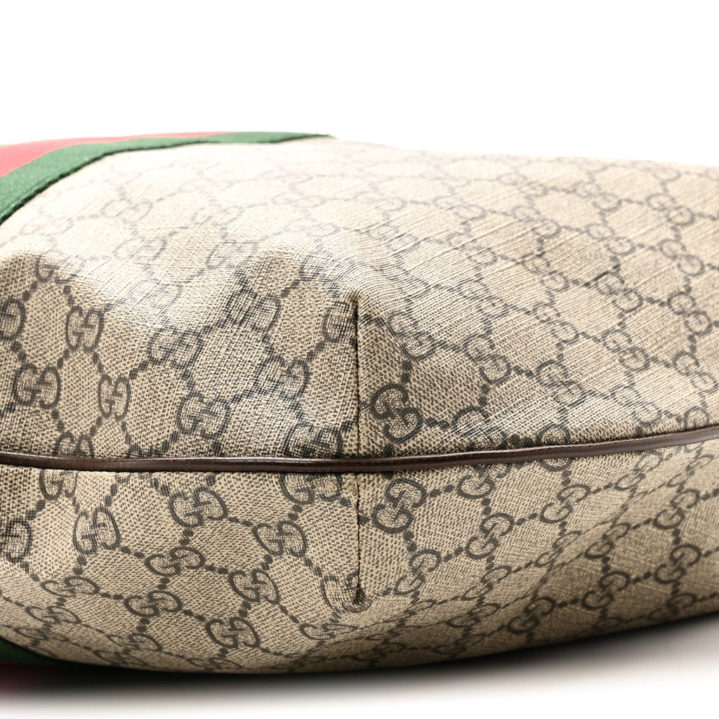 GG Supreme Monogram Web Ophidia Half Moon Hobo Brown