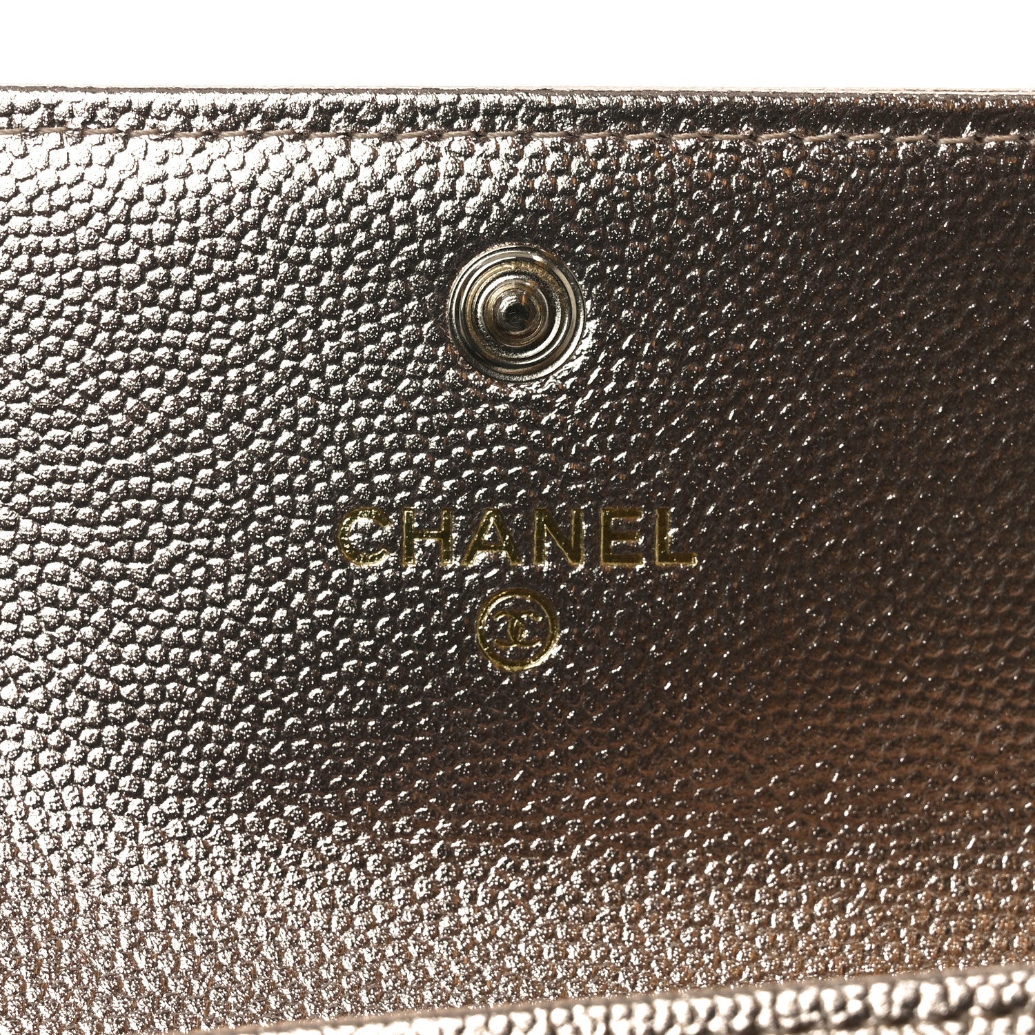 Metallic Caviar Quilted CC Flap  Holder Copper