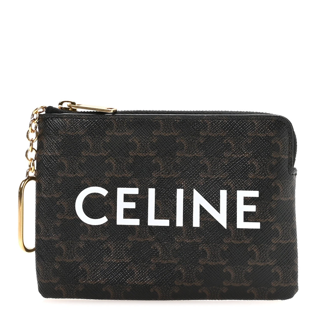 Triomphe Canvas Logo Coin and  Pouch With Hook Black