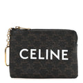 Triomphe Canvas Logo Coin and  Pouch With Hook Black