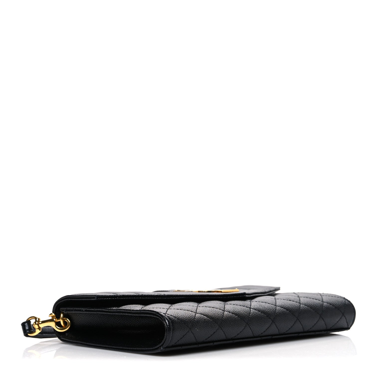Grain De Poudre Textured Mixed Matelasse Triquilt Monogram Clutch Black