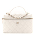 Caviar Quilted Top Handle Slim Vanity With Chain White