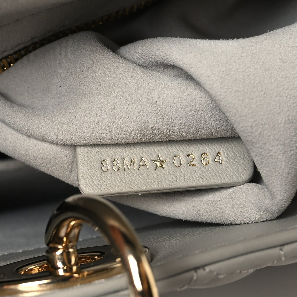 Lambskin Cannage Medium Lady Dior Grey