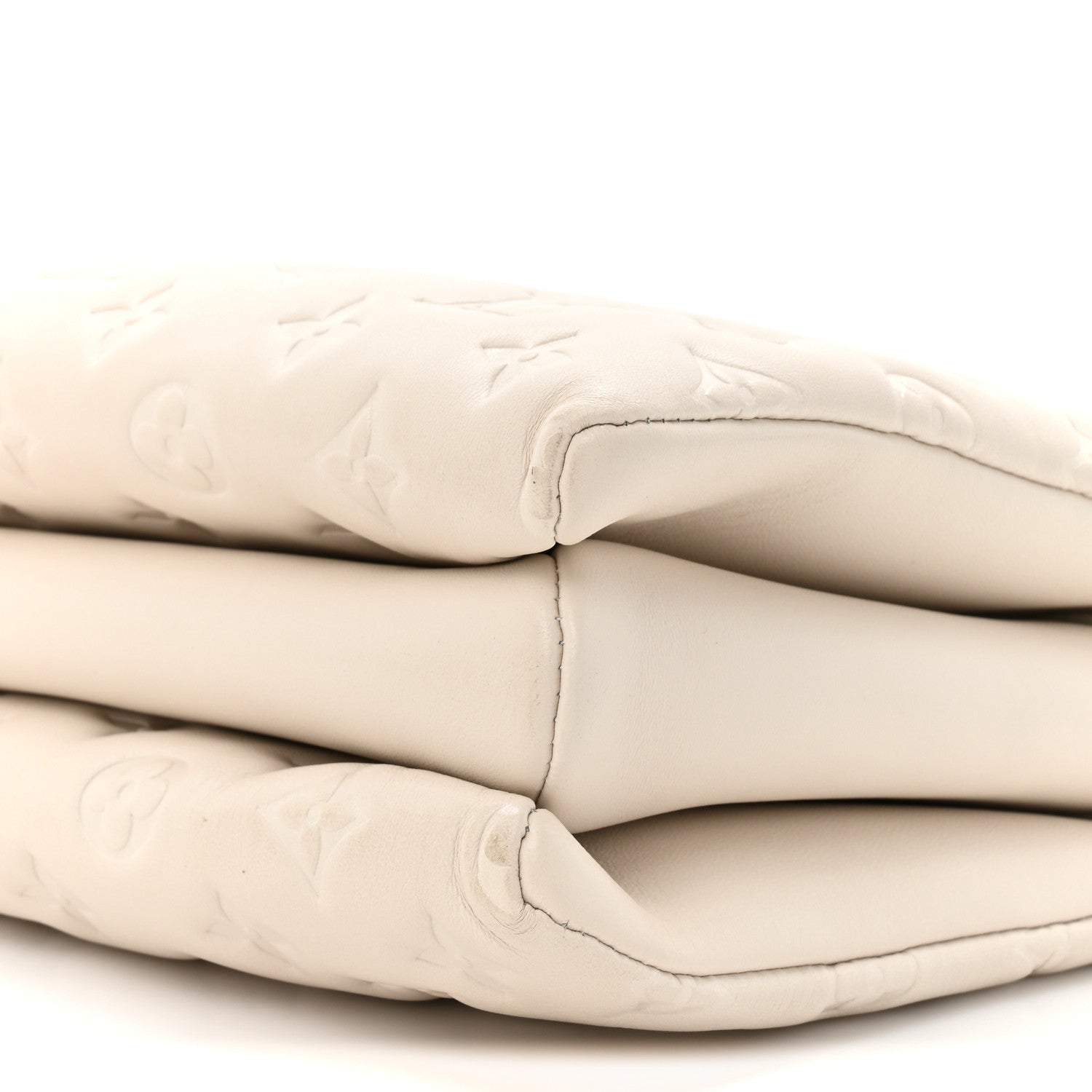 Lambskin Embossed Monogram Coussin PM Beige Cream