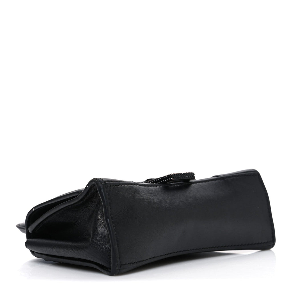 Shiny Box Calfskin Strass Hourglass Top Handle Bag XS Black