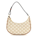 Canvas Calfskin Ava Triomphe Shoulder Bag White