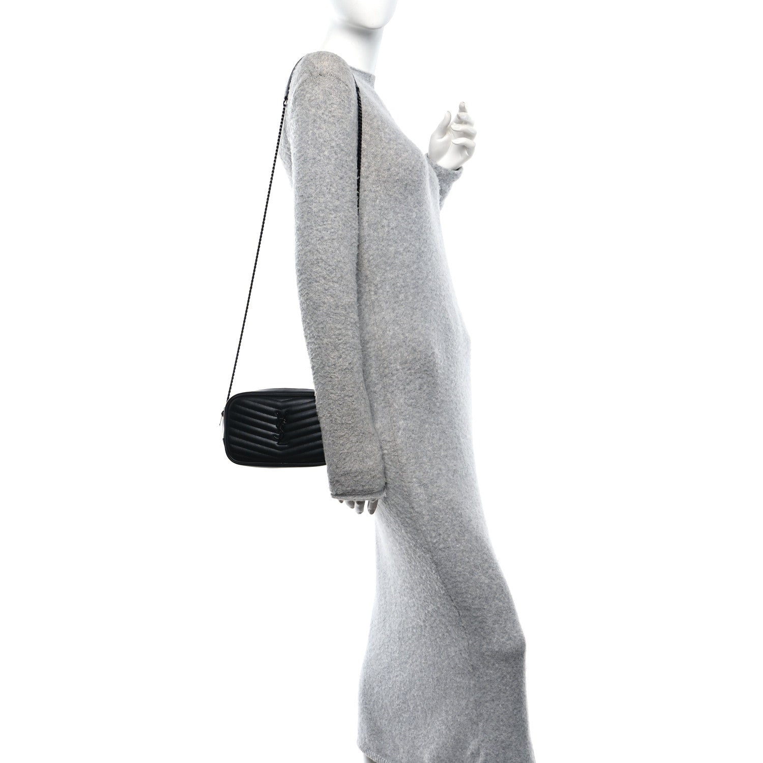 Calfskin Matelasse Monochrome Monogram Mini Lou Camera Bag Black