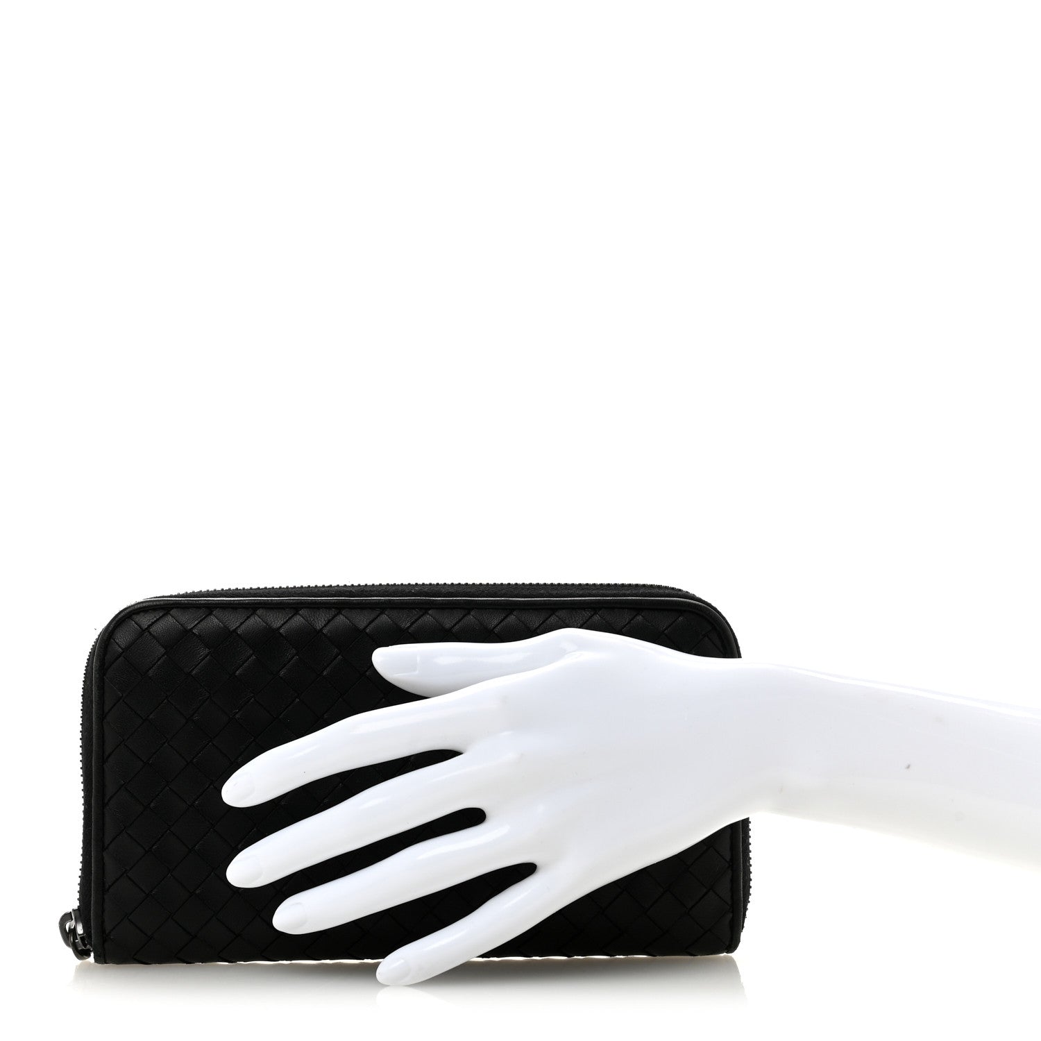 Nappa Intrecciato Zip Around Wallet Black
