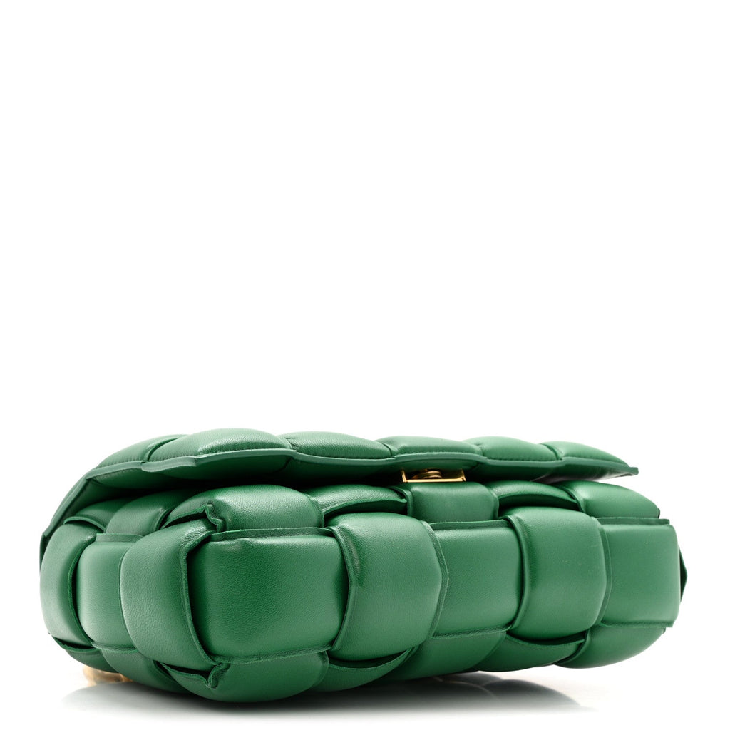 Lambskin Maxi Intreccio Padded Chain Cassette Crossbody Bag Racing Green