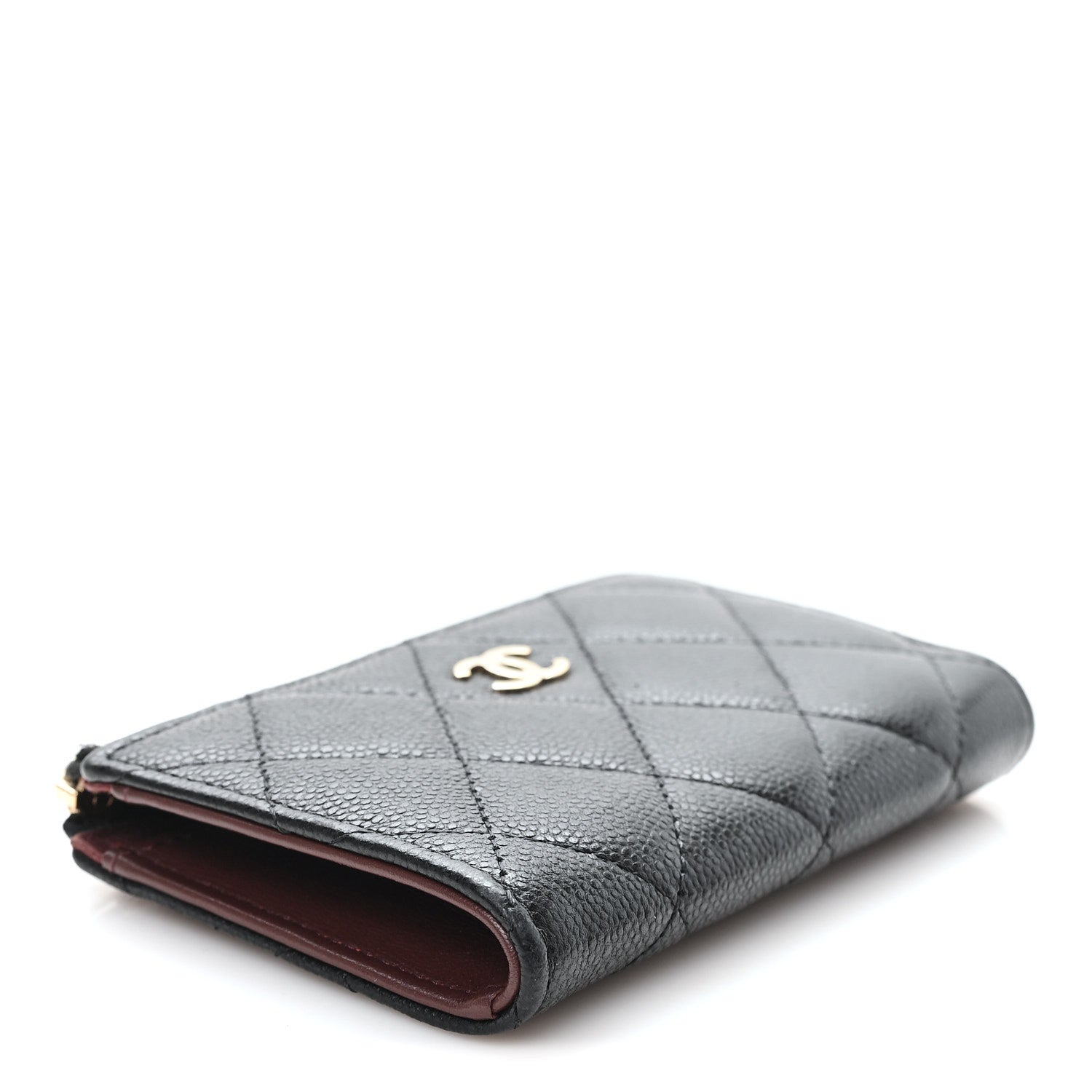 Caviar Quilted Zipped Key Holder Case Black