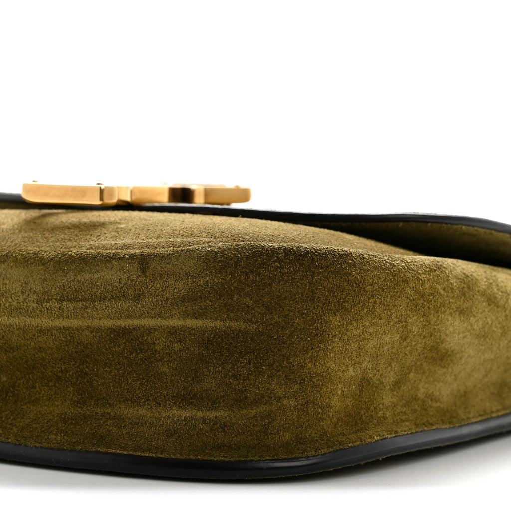 Suede Calfskin Monogram Small Kaia Satchel Olive Green