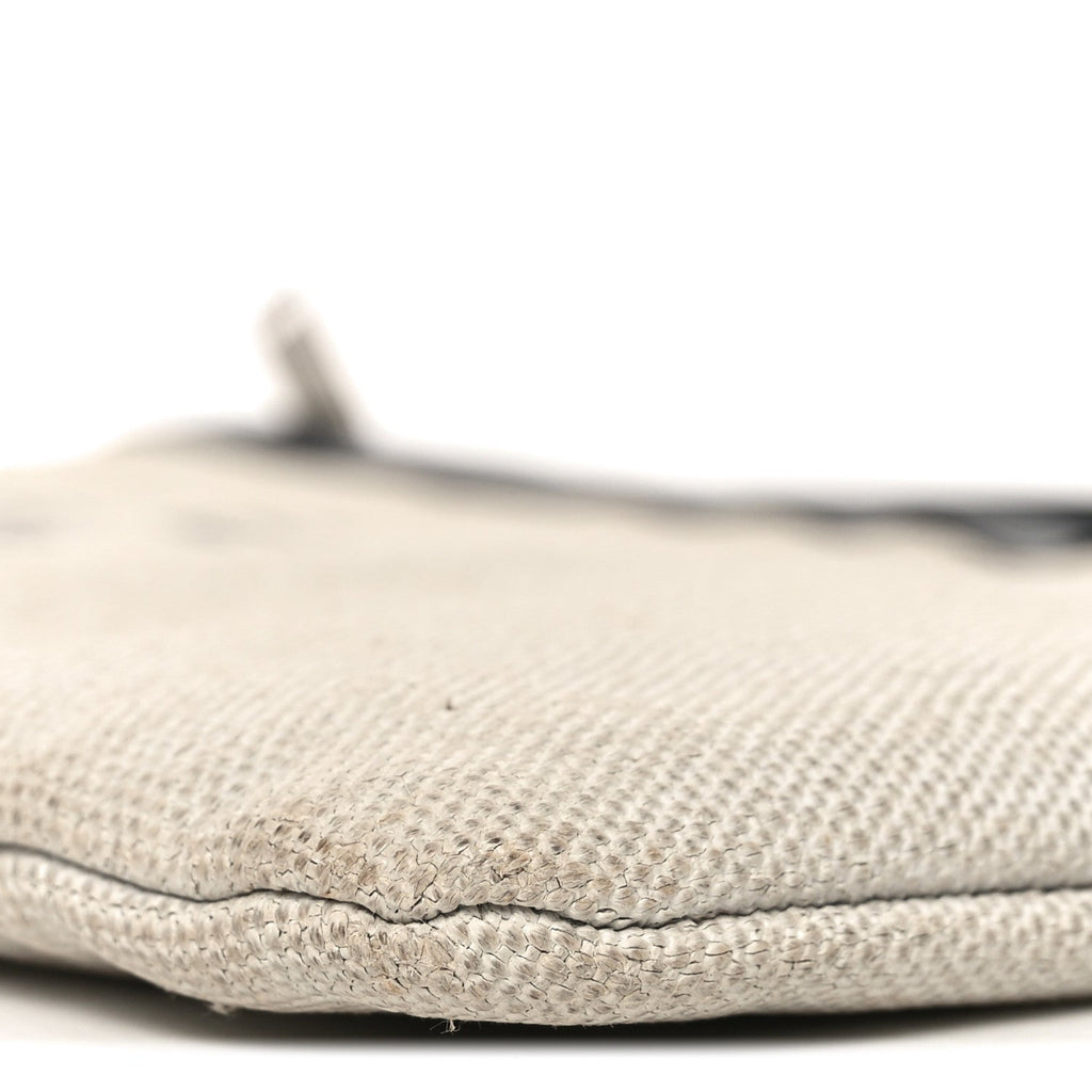 Linen Canvas Rive Gauche Zipped Pouch Optic White