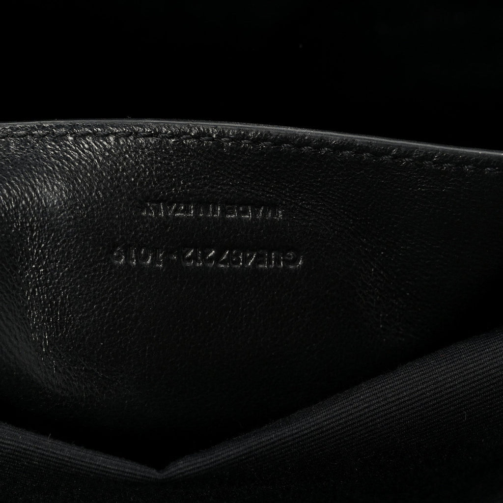 Sheepskin Matelasse Chevron Monogram Large College Satchel Black