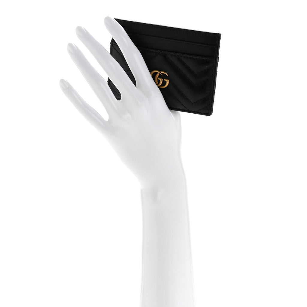 Calfskin Matelasse GG Marmont  Holder Black