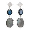 Sterling Silver Topaz Labradorite Chatelaine Triple Drop Earrings