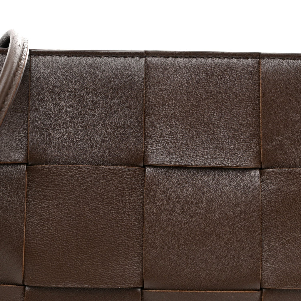 Lambskin Maxi Intrecciato Mini Cassette Crossbody Pouch Brown