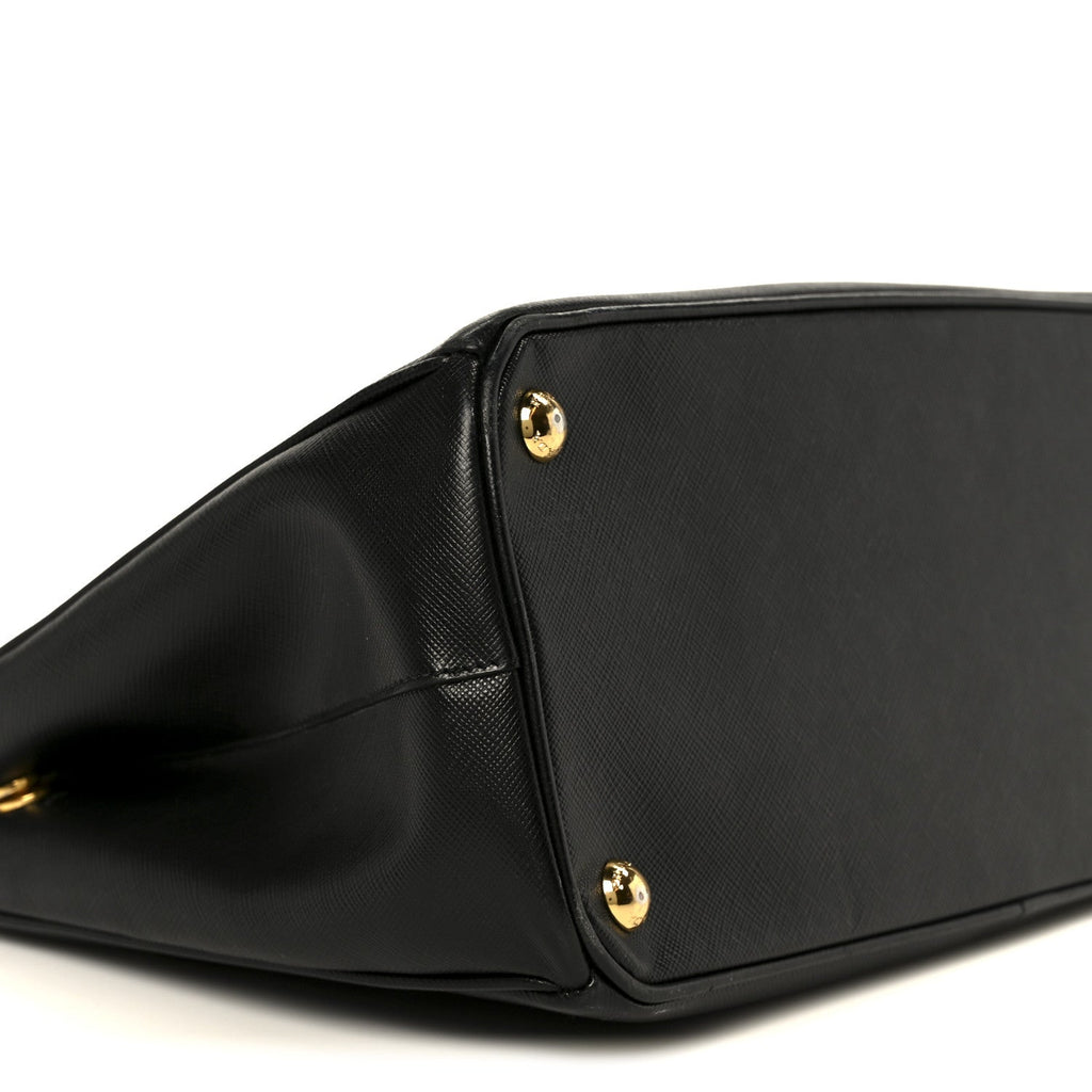 Saffiano Lux Small Galleria Double Zip Tote Black