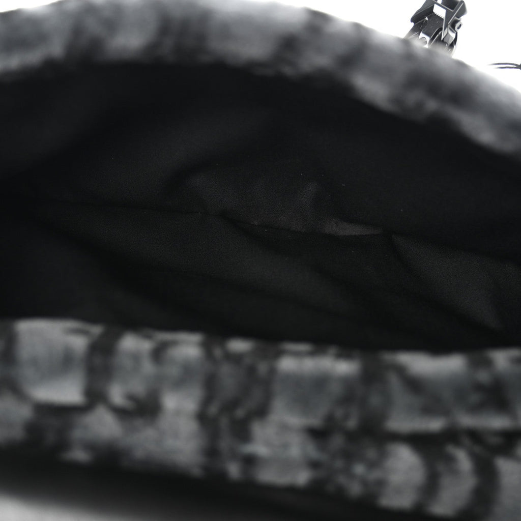 Oblique Mink Fur Saddle Soft Bag Dark Grey