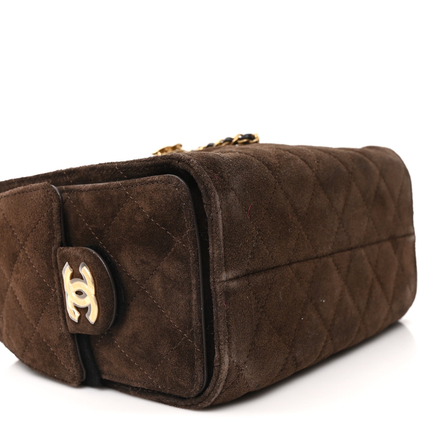 Suede Quilted Mini Chanel 25 Handbag Dark Brown