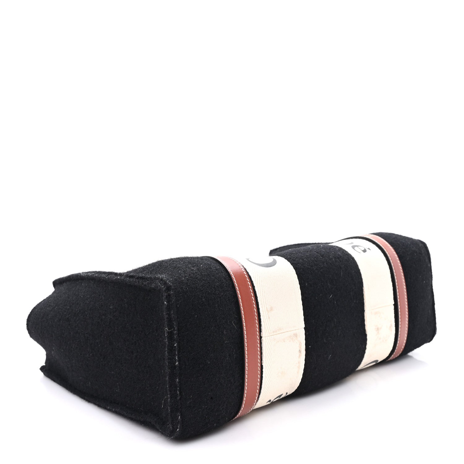 Felt Calfskin Medium Woody Ribbon Tote Black