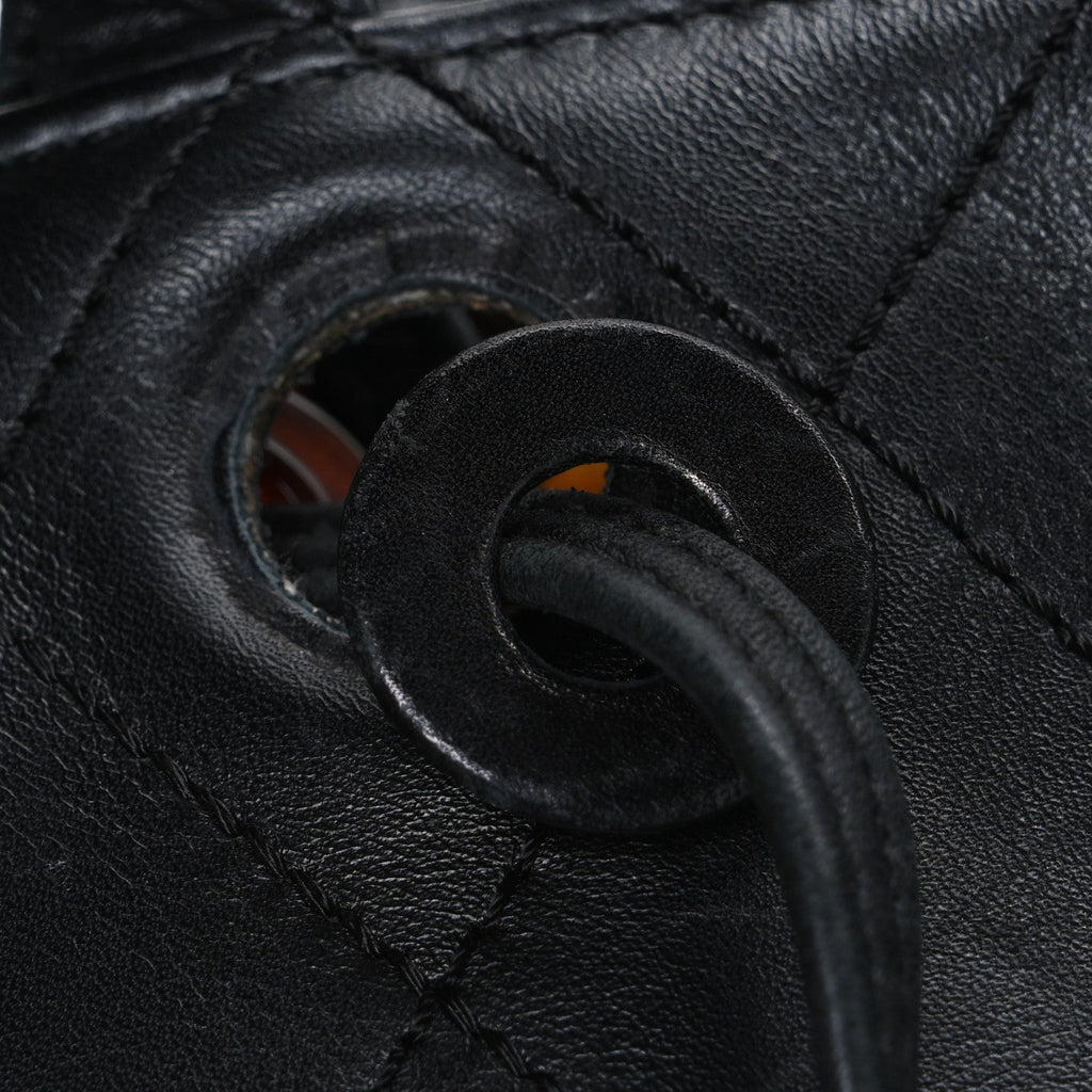 Lambskin Diamond Stitched Shoulder Bag Black