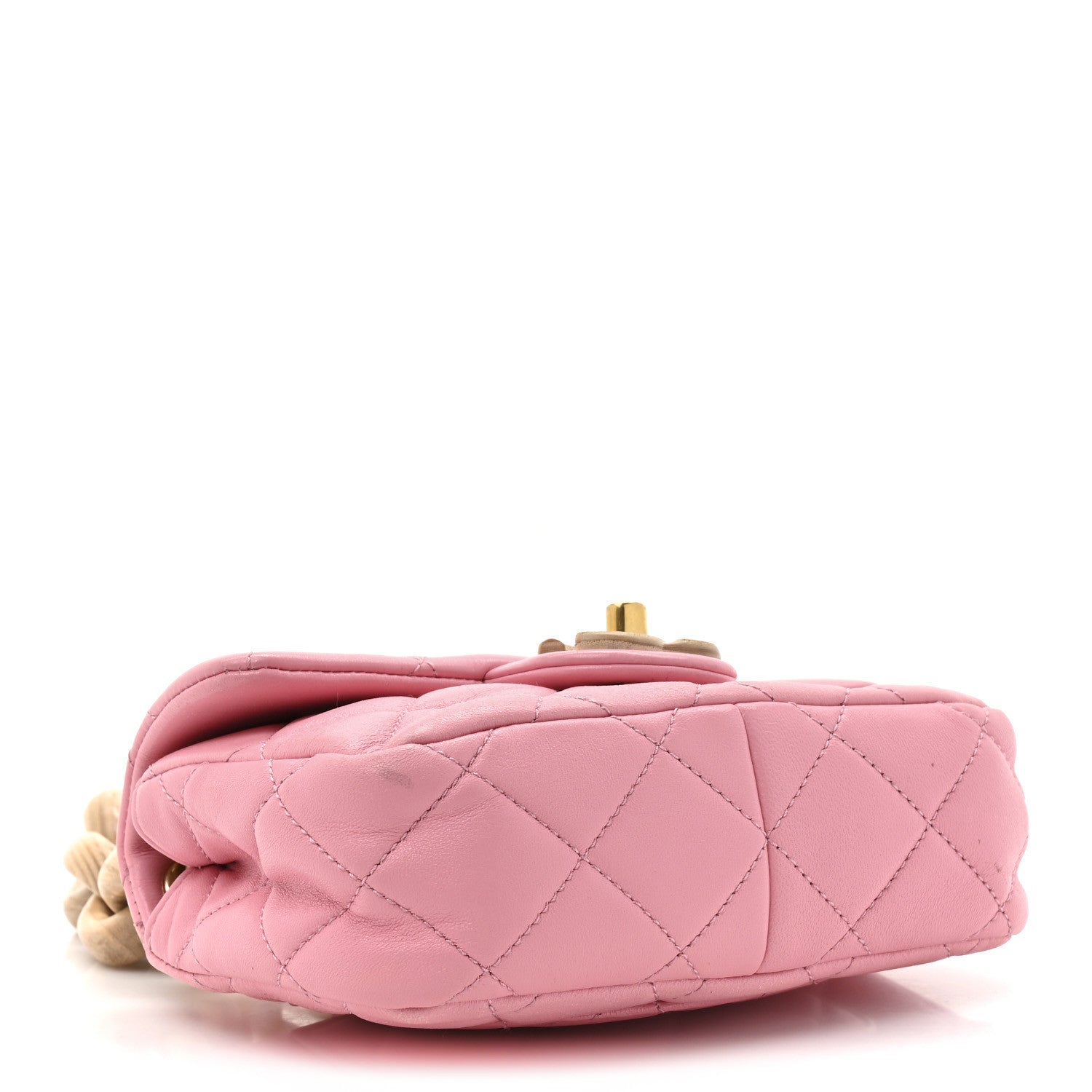 Lambskin Wenge Quilted Mini Fashion Wood Square Flap Pink