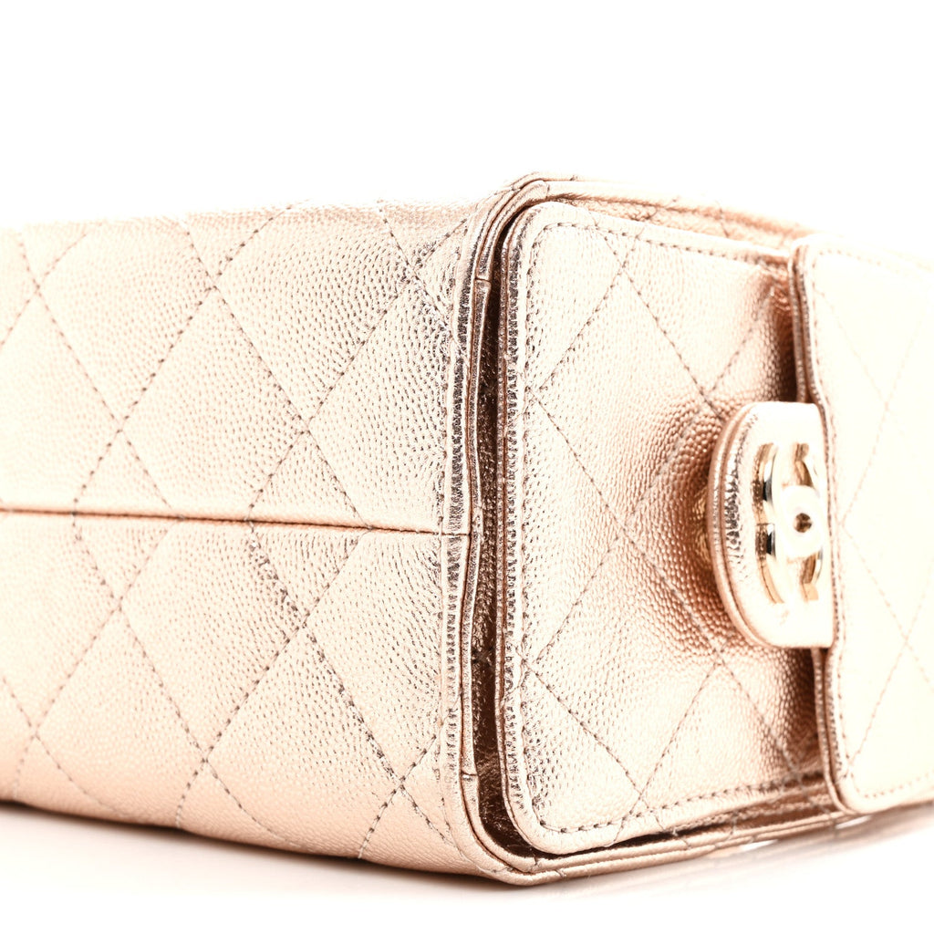 Metallic Caviar Quilted Mini Chanel 25 Handbag Copper