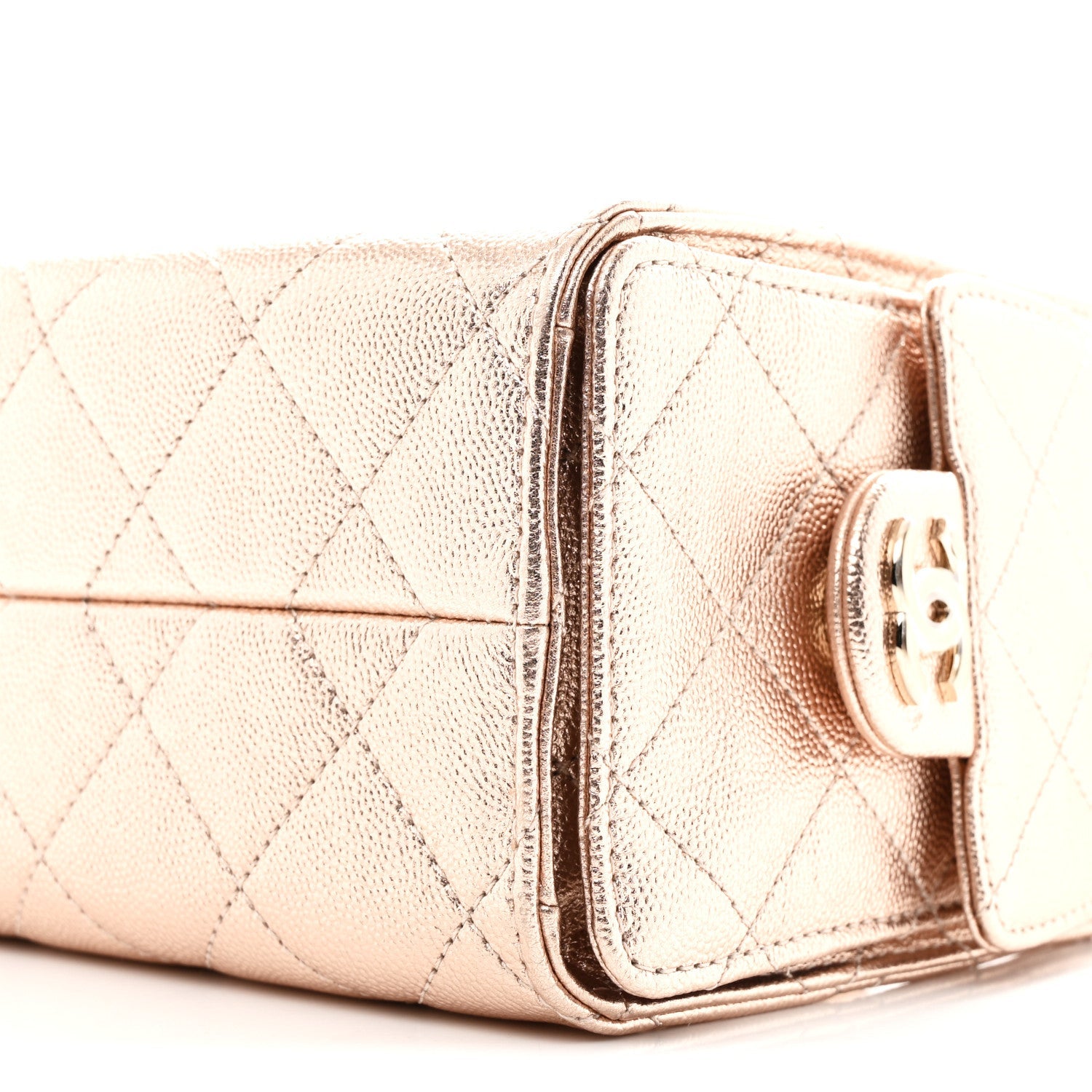 Metallic Caviar Quilted Mini Chanel 25 Handbag Copper