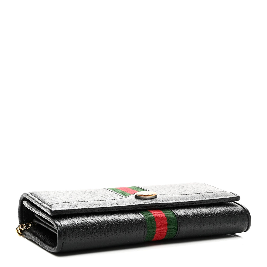 Textured Calfskin Web Ophidia Wallet On Chain Black
