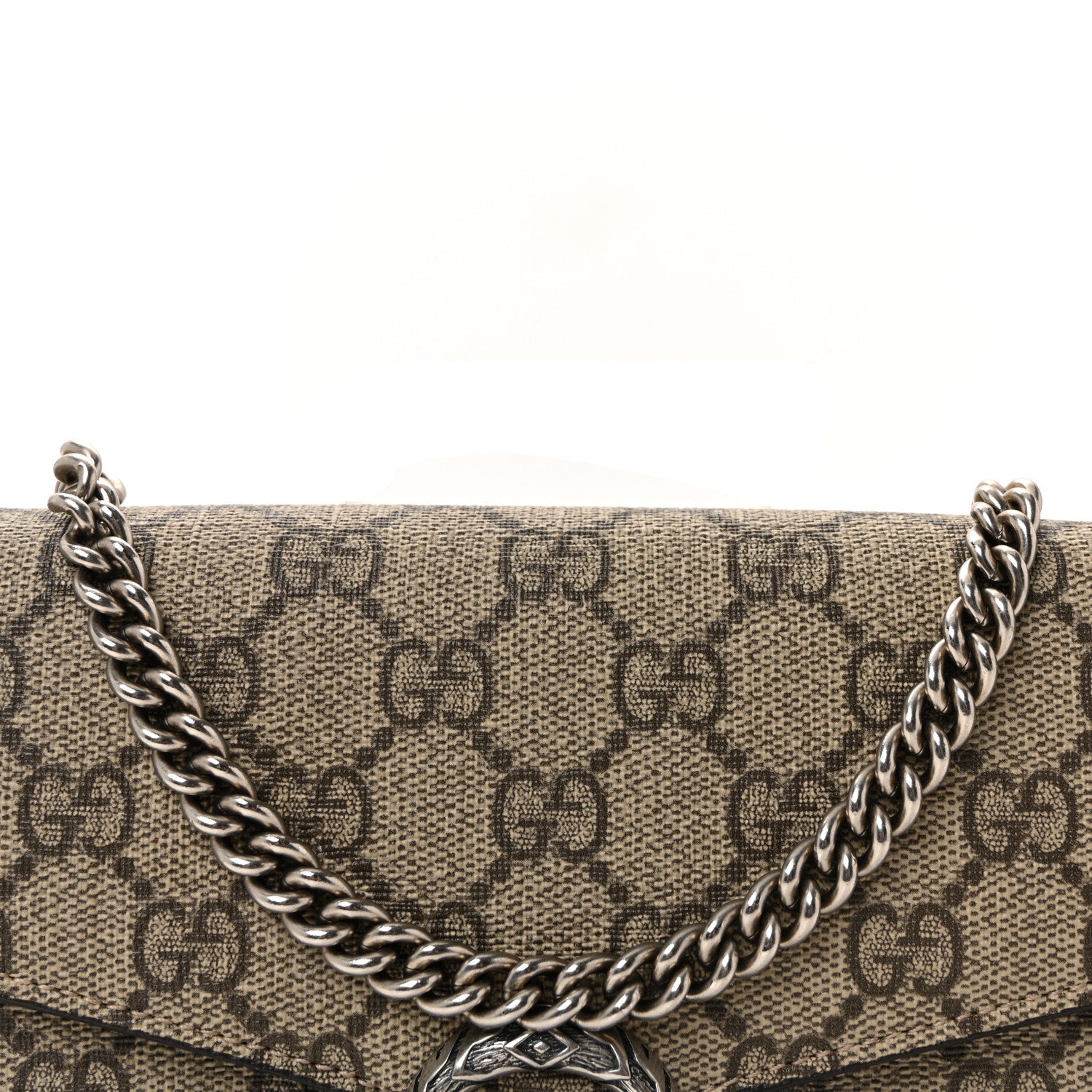 GG Supreme Monogram Mini Dionysus Chain Wallet Beige Taupe