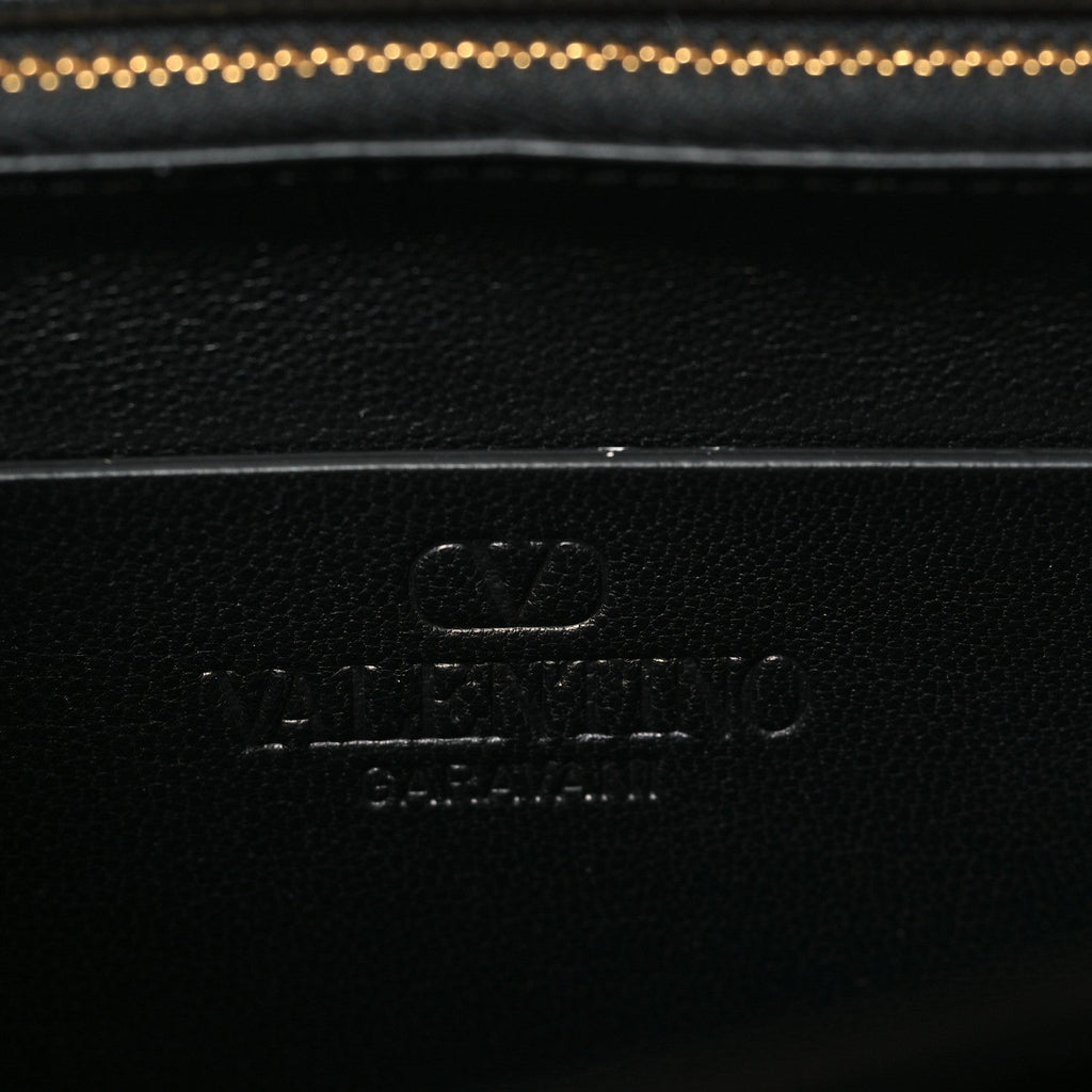 Shiny Calfskin Vain Shoulder Bag Black