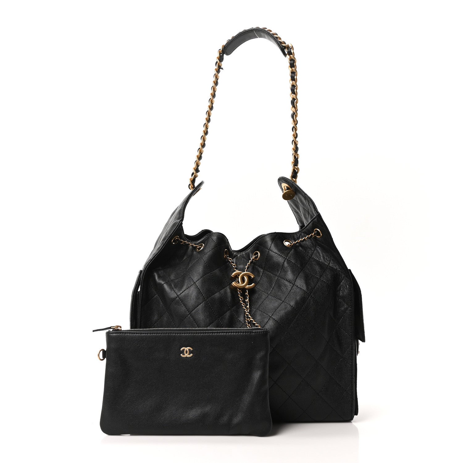 Caviar Quilted Medium Chanel 25 Handbag Black
