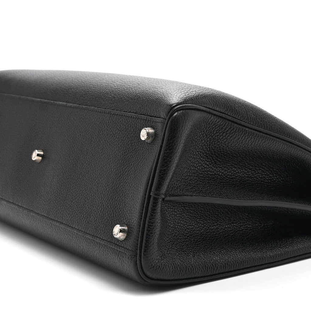 Grainy Calfskin Medium Zumi Top Handle Bag Black