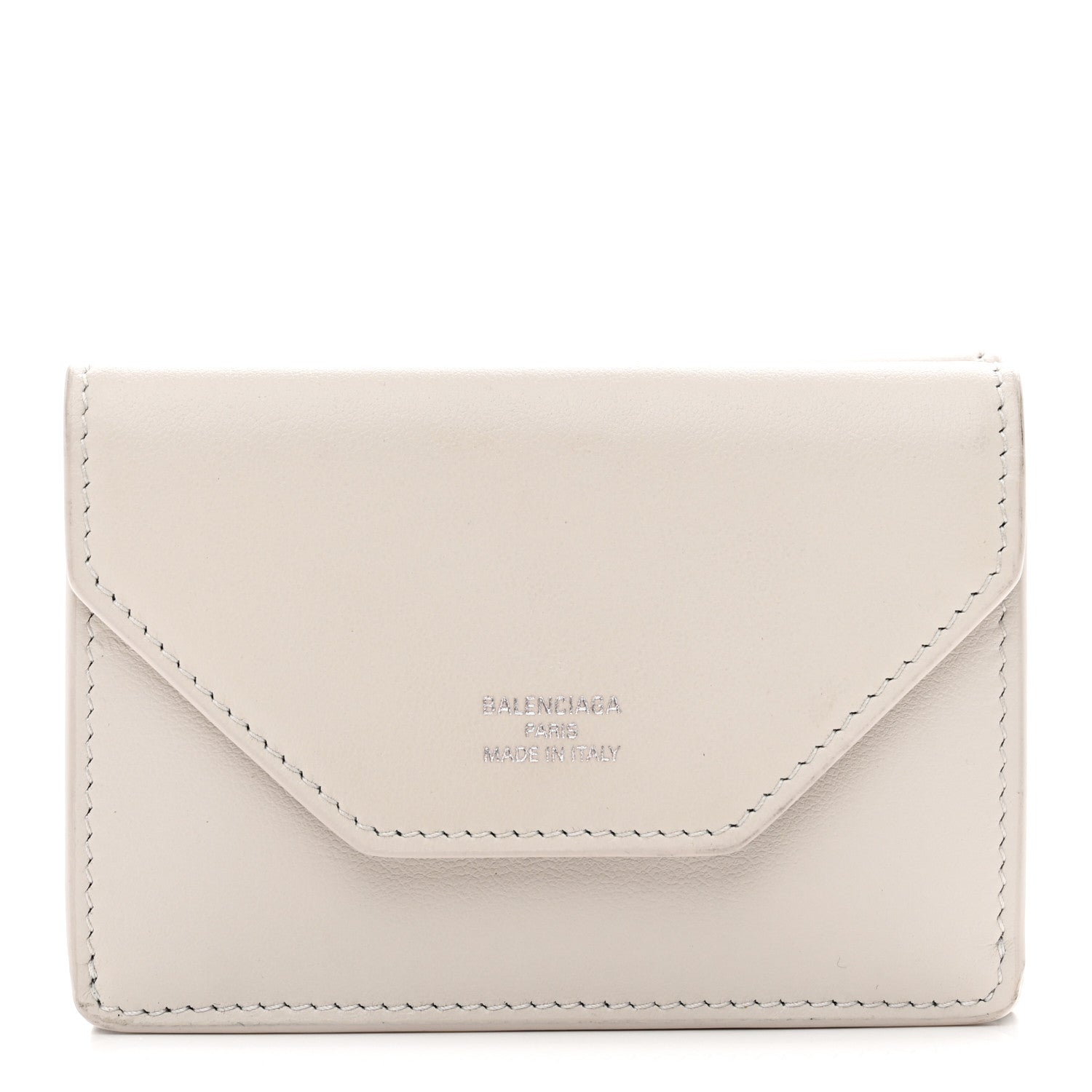 Smooth Calfskin Logo Envelope Compact Wallet White