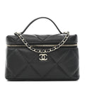 Caviar Quilted Top Handle Slim Vanity With Chain Black
