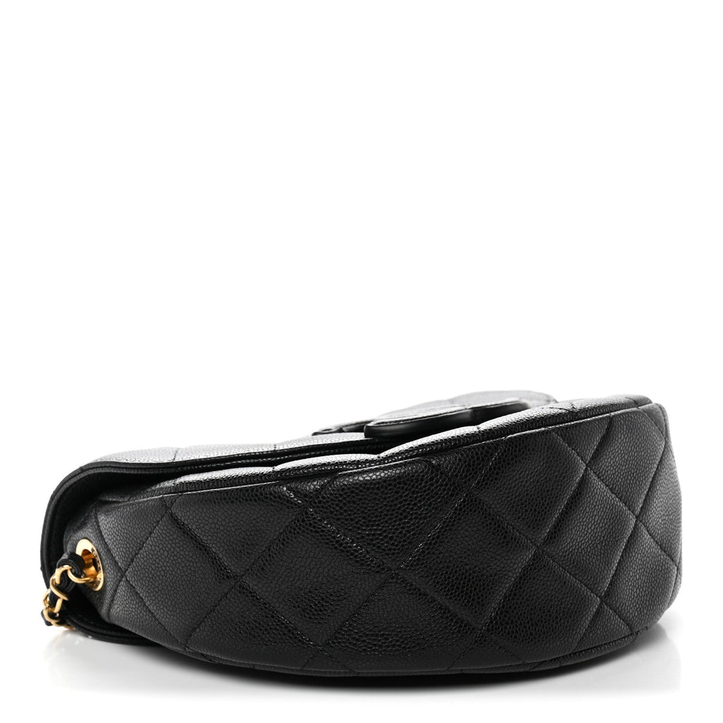 Caviar Quilted Small Messenger Flap Black