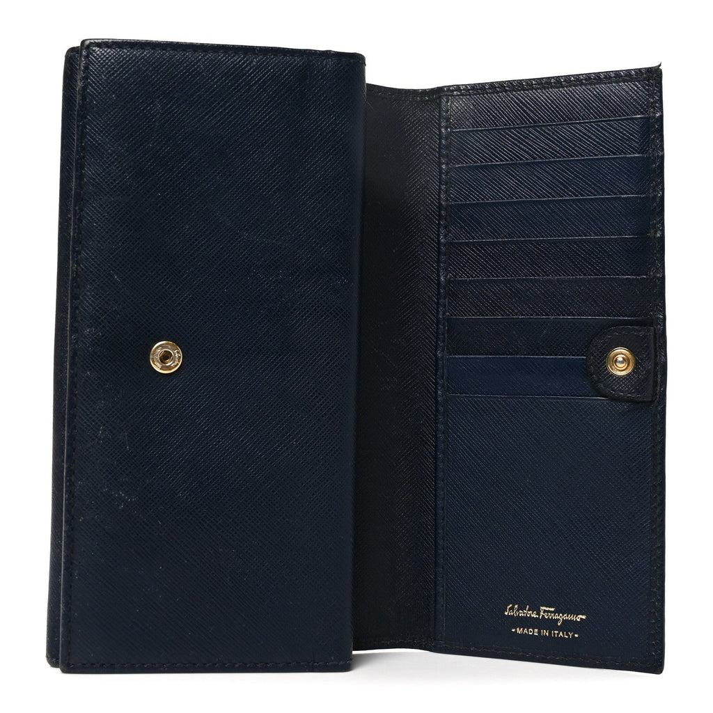 Hammered Calfskin Gancini Wallet Blue