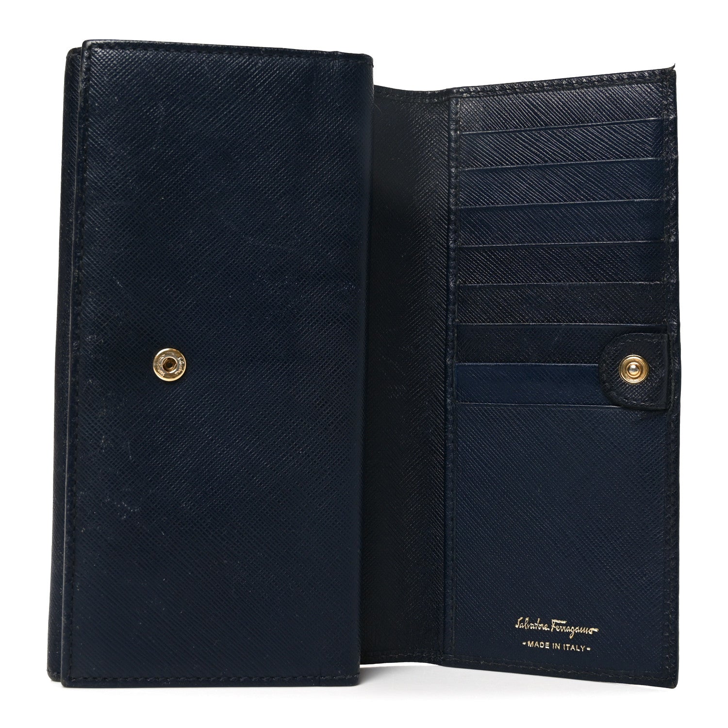 Hammered Calfskin Gancini Wallet Blue