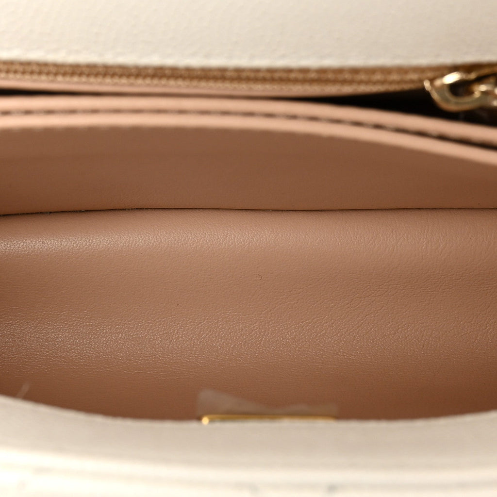 Caviar Quilted Mini Coco Handle Flap White