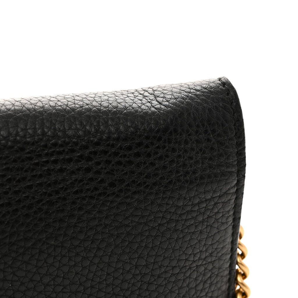 Calfskin GG Marmont Chain Wallet Black