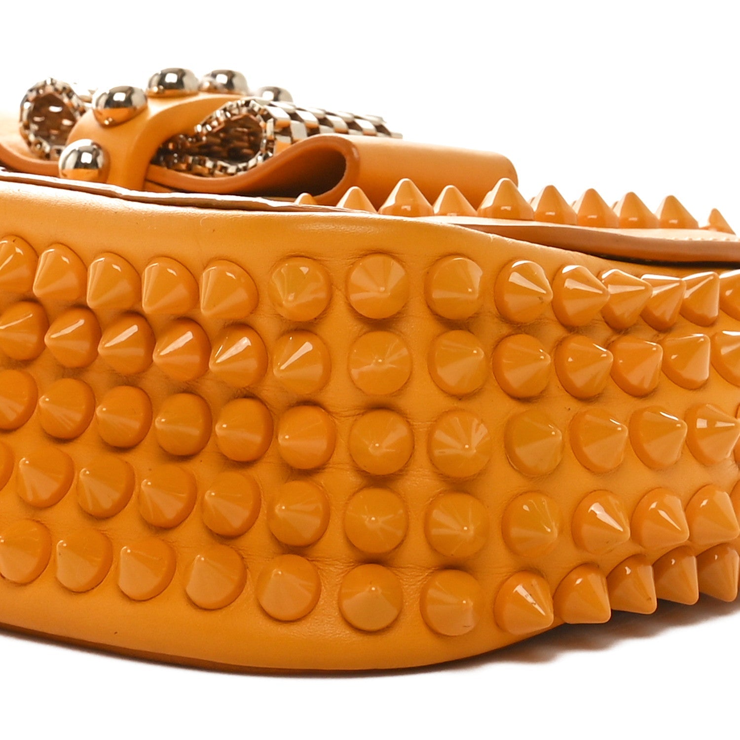 Calfskin Spiked Sweety Charity Crossbody Bag Yellow