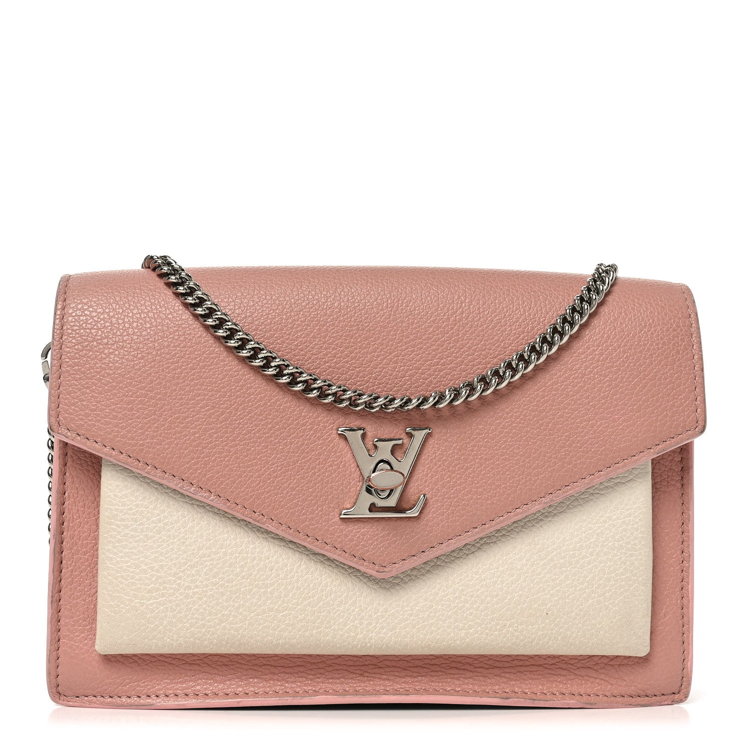 Calfskin My Lockme Chain Pochette Rose Ballet White