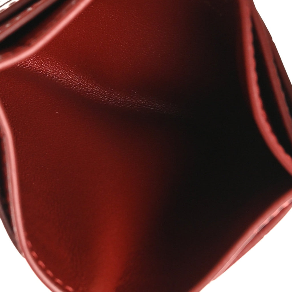 Calfskin Crocodile Embossed Crococo  Holder Burgundy