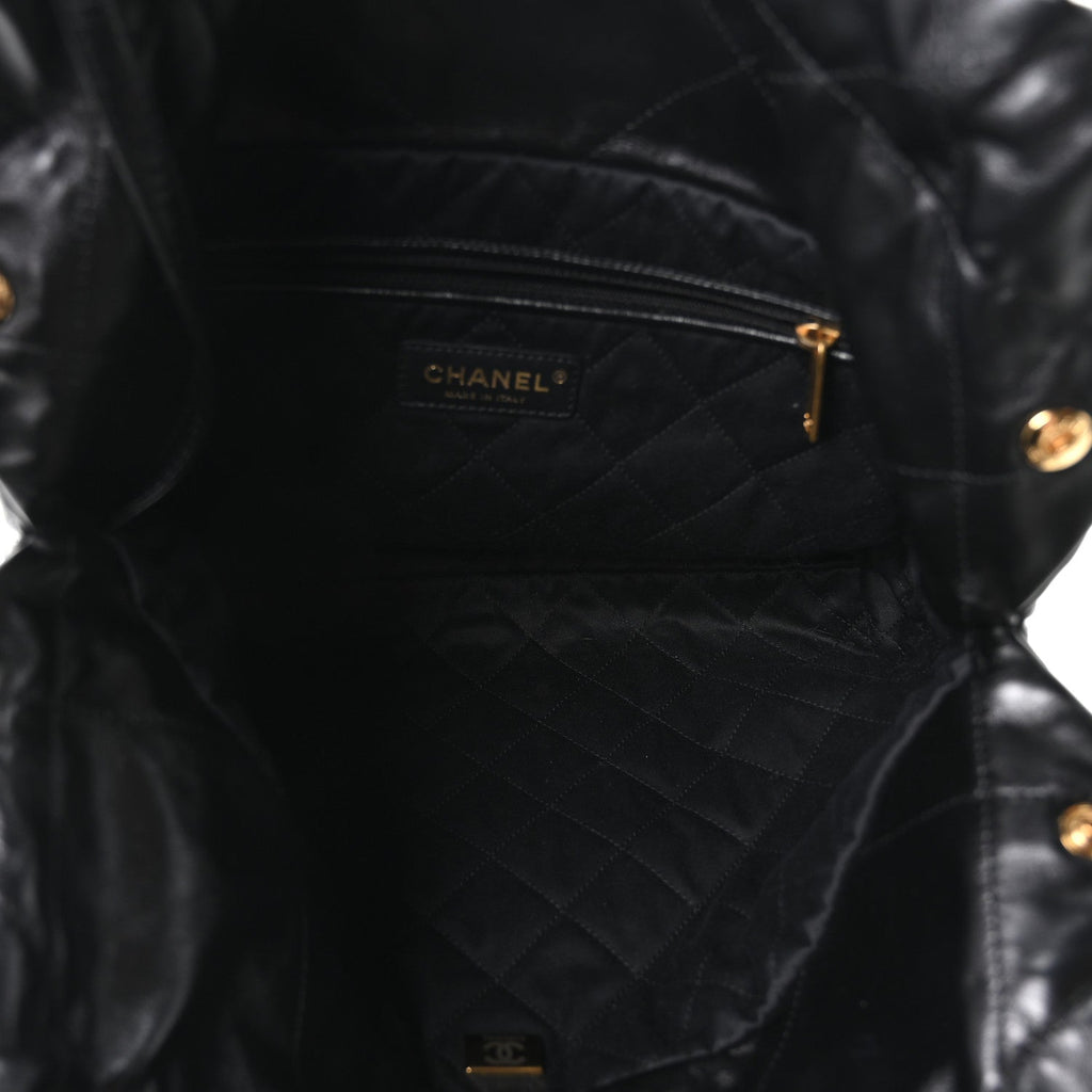 Shiny Calfskin Quilted Small Chanel 22 Black