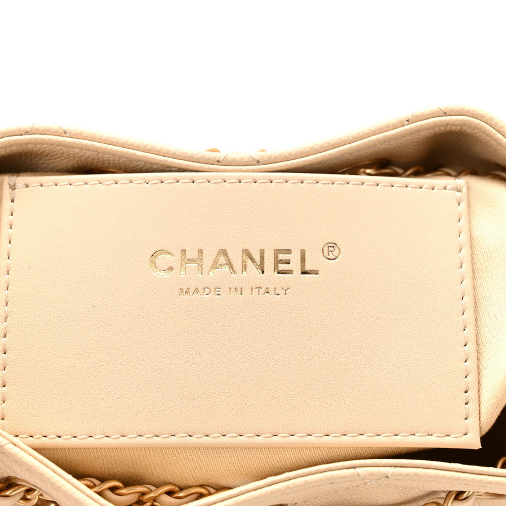 Caviar Quilted Mini Chanel 25 Handbag Beige