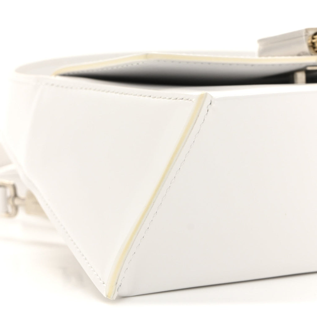 Brushed Calfskin Mini Geometric Prisma Shoulder Bag Optic White